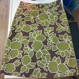 Boden Green and Brown Floral A-Line Skirt